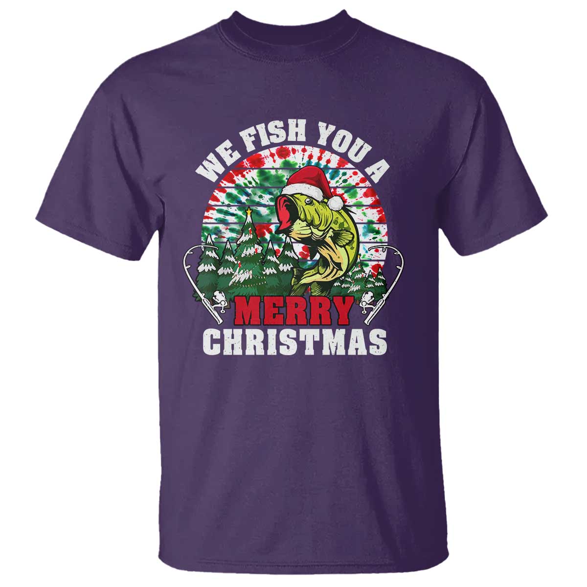 Xmas Fishing T Shirt We Fish You A Merry Christmas Santa Hat TS09 Purple Print Your Wear
