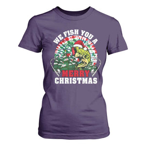 Xmas Fishing T Shirt For Women We Fish You A Merry Christmas Santa Hat TS09 Purple Print Your Wear