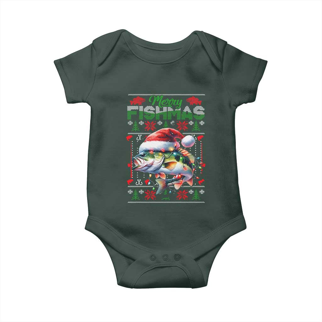 Christmas Fishing Baby Onesie Merry Fishmas Fisherman Santa Hat Fish TS09 Print Your Wear