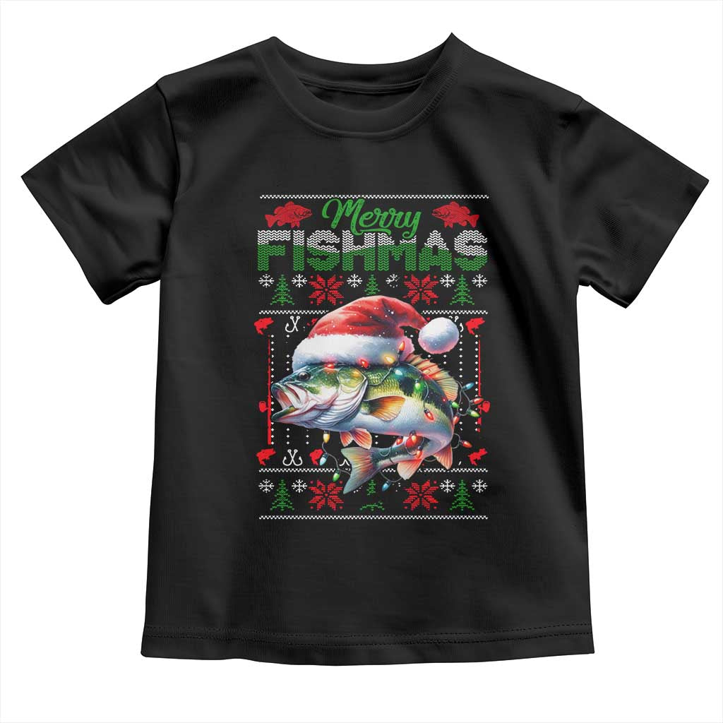 Christmas Fishing Baby Shirt Merry Fishmas Fisherman Santa Hat Fish TS09 Black Print Your Wear