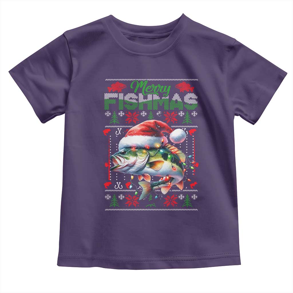 Christmas Fishing Baby Shirt Merry Fishmas Fisherman Santa Hat Fish TS09 Purple Print Your Wear