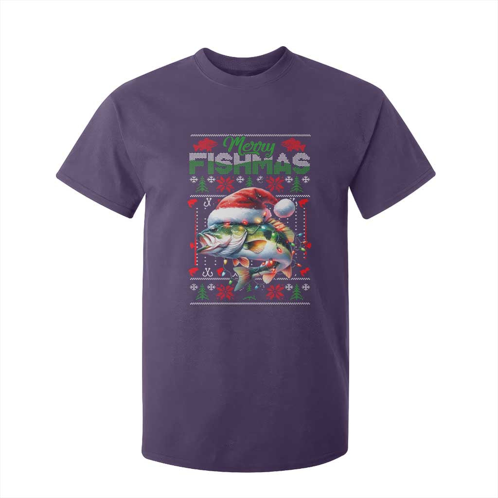 Christmas Fishing T Shirt For Kid Merry Fishmas Fisherman Santa Hat Fish TS09 Purple Print Your Wear