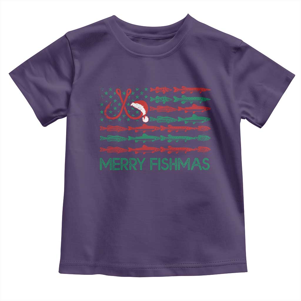 Christmas Fishing Baby Shirt Merry Fishmas Fisherman American Flag TS09 Purple Print Your Wear