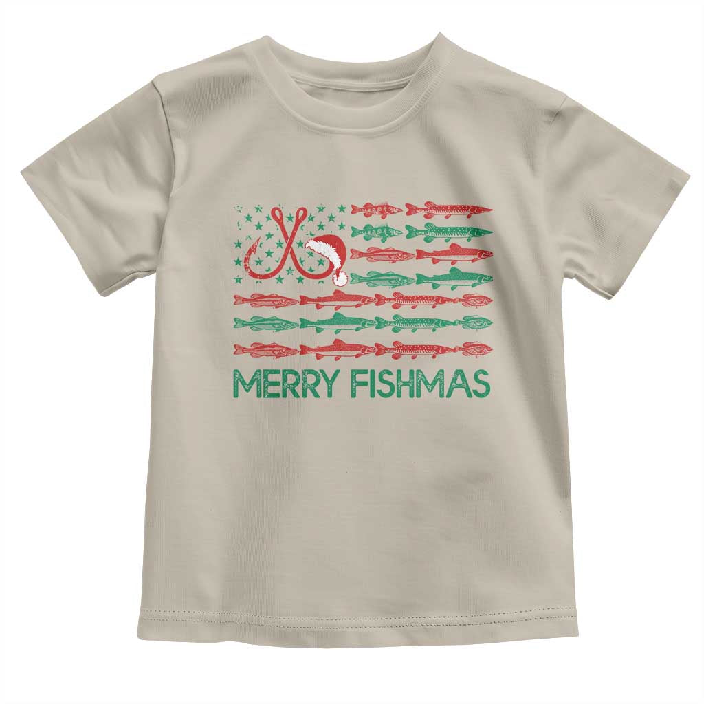 Christmas Fishing Baby Shirt Merry Fishmas Fisherman American Flag TS09 Sand Print Your Wear