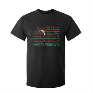 Christmas Fishing T Shirt For Kid Merry Fishmas Fisherman American Flag TS09 Black Print Your Wear