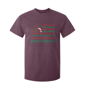 Christmas Fishing T Shirt For Kid Merry Fishmas Fisherman American Flag TS09 Maroon Print Your Wear