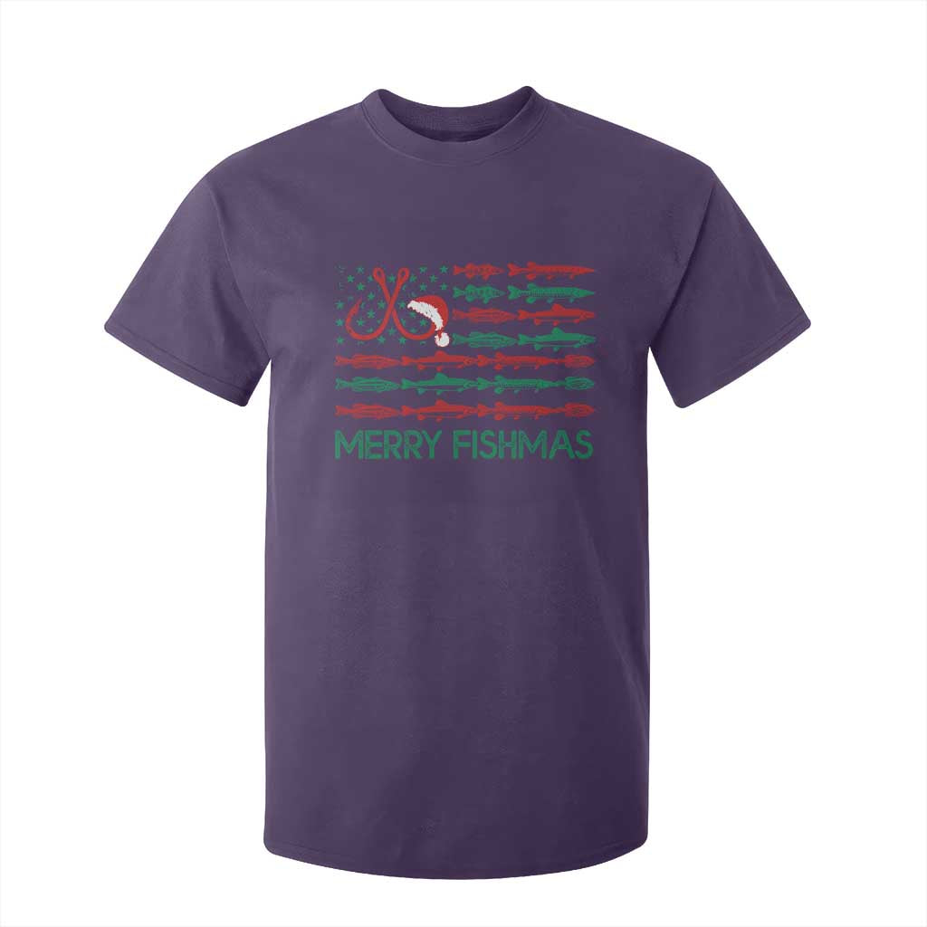 Christmas Fishing T Shirt For Kid Merry Fishmas Fisherman American Flag TS09 Purple Print Your Wear
