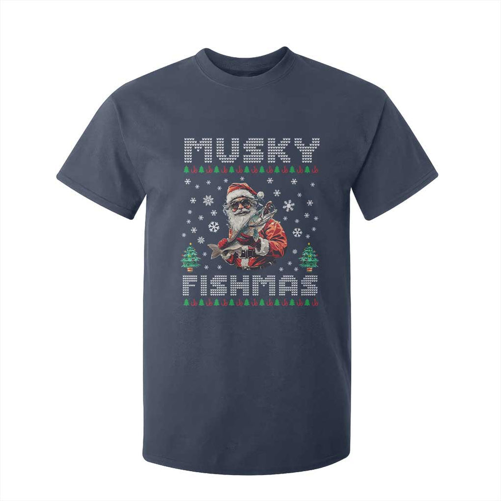 Christmas Muskie Fishing T Shirt For Kid Musky Fishmas Fisherman TS09 Navy Print Your Wear