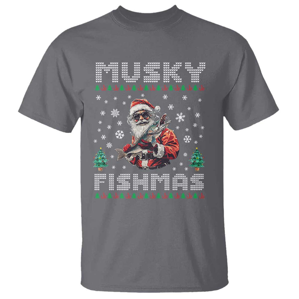 Christmas Muskie Fishing T Shirt Musky Fishmas Fisherman TS09 Charcoal Print Your Wear