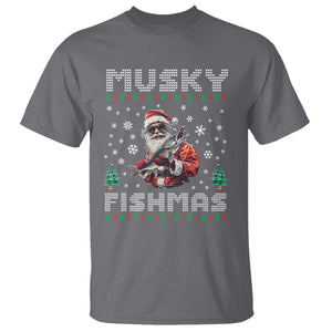 Christmas Muskie Fishing T Shirt Musky Fishmas Fisherman TS09 Charcoal Print Your Wear