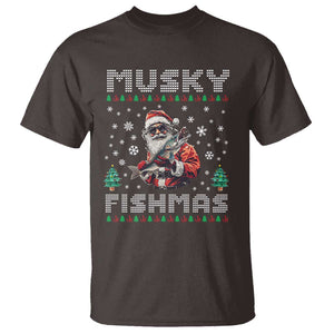 Christmas Muskie Fishing T Shirt Musky Fishmas Fisherman TS09 Dark Chocolate Print Your Wear