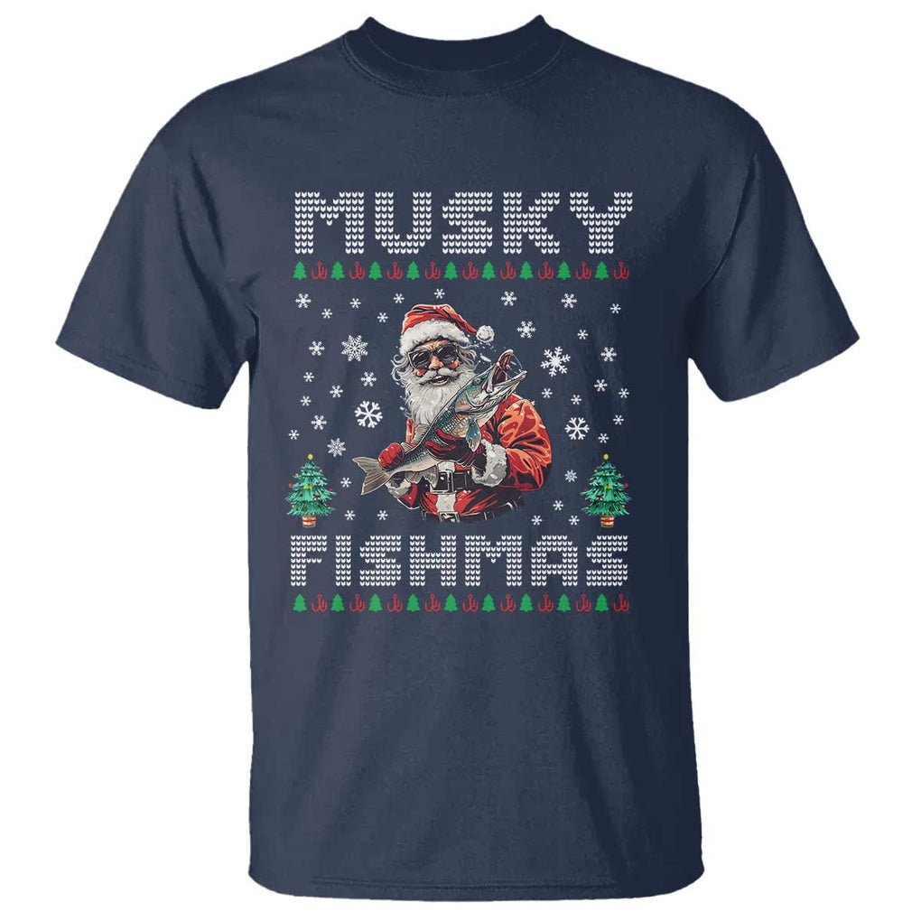 Christmas Muskie Fishing T Shirt Musky Fishmas Fisherman TS09 Navy Print Your Wear