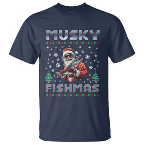 Christmas Muskie Fishing T Shirt Musky Fishmas Fisherman TS09 Navy Print Your Wear