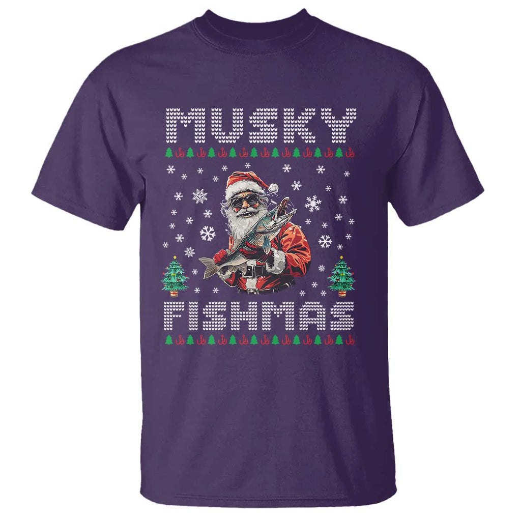 Christmas Muskie Fishing T Shirt Musky Fishmas Fisherman TS09 Purple Print Your Wear