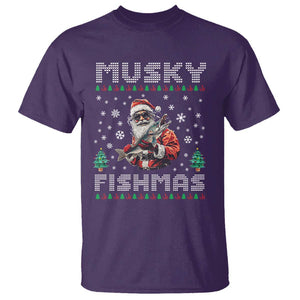 Christmas Muskie Fishing T Shirt Musky Fishmas Fisherman TS09 Purple Print Your Wear