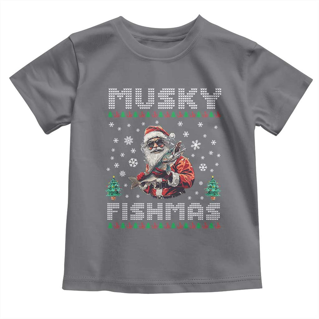 Christmas Muskie Fishing Toddler T Shirt Musky Fishmas Fisherman TS09 Charcoal Print Your Wear