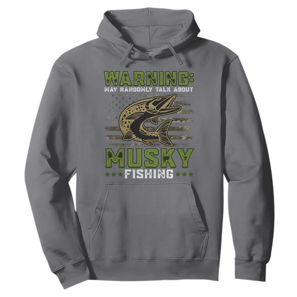 Warning May Randomly Talk About Musky Fishing Hoodie TS09 Charcoal Print Your Wear