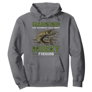 Warning May Randomly Talk About Musky Fishing Hoodie TS09 Charcoal Print Your Wear