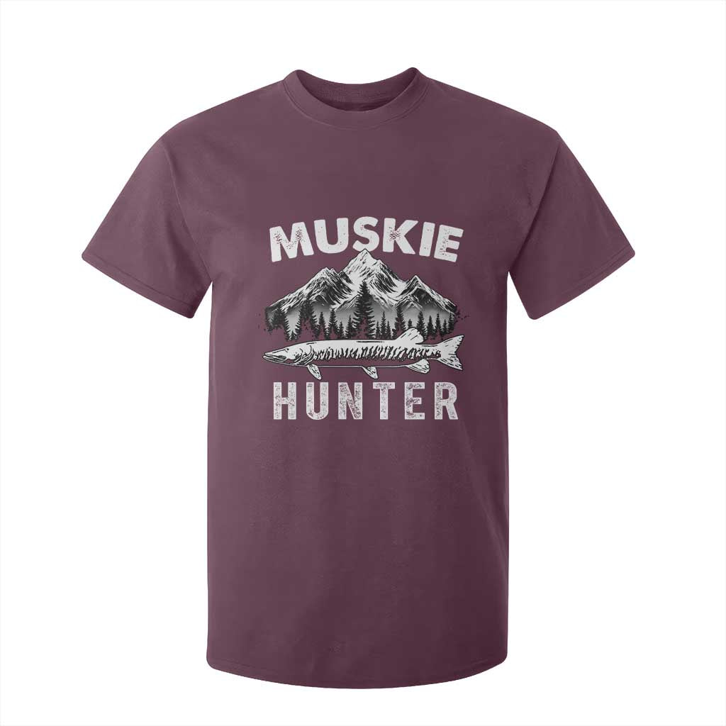 Musky Hunter Fishing Fisherman T Shirt For Kid TS09 Maroon Print Your Wear