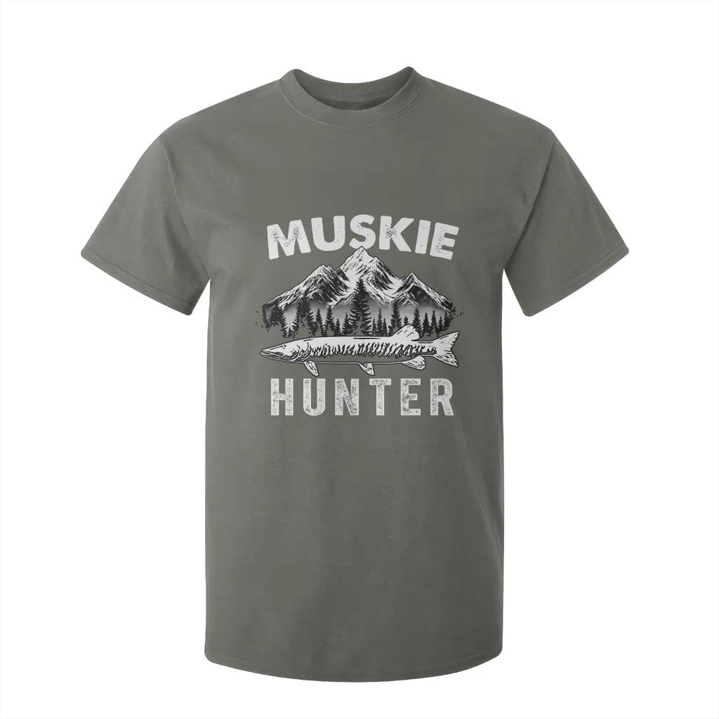 Musky Hunter Fishing Fisherman T Shirt For Kid TS09 Military Green Print Your Wear