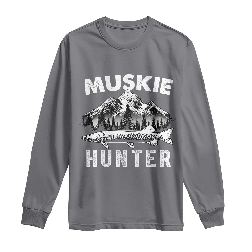 Musky Hunter Fishing Fisherman Long Sleeve Shirt TS09 Charcoal Print Your Wear