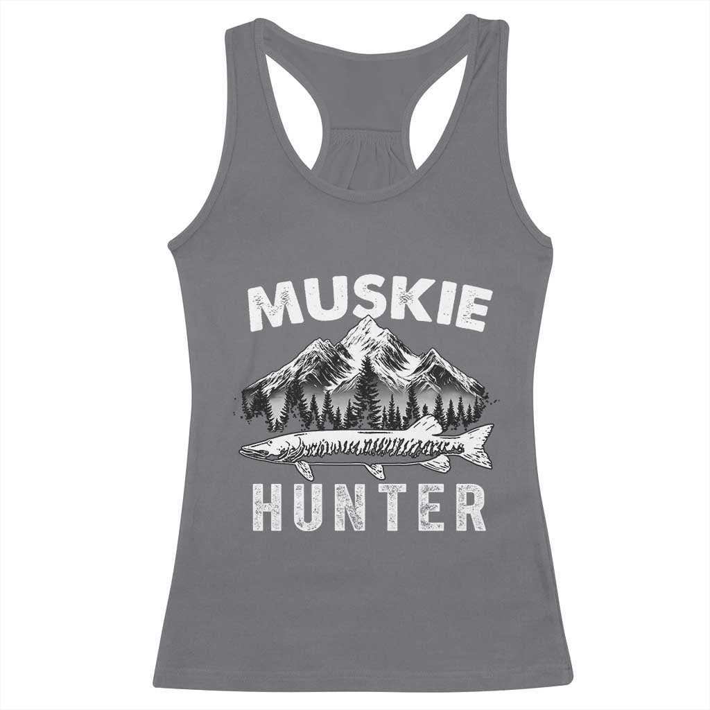 Musky Hunter Fishing Fisherman Racerback Tank Top TS09 Charcoal Print Your Wear