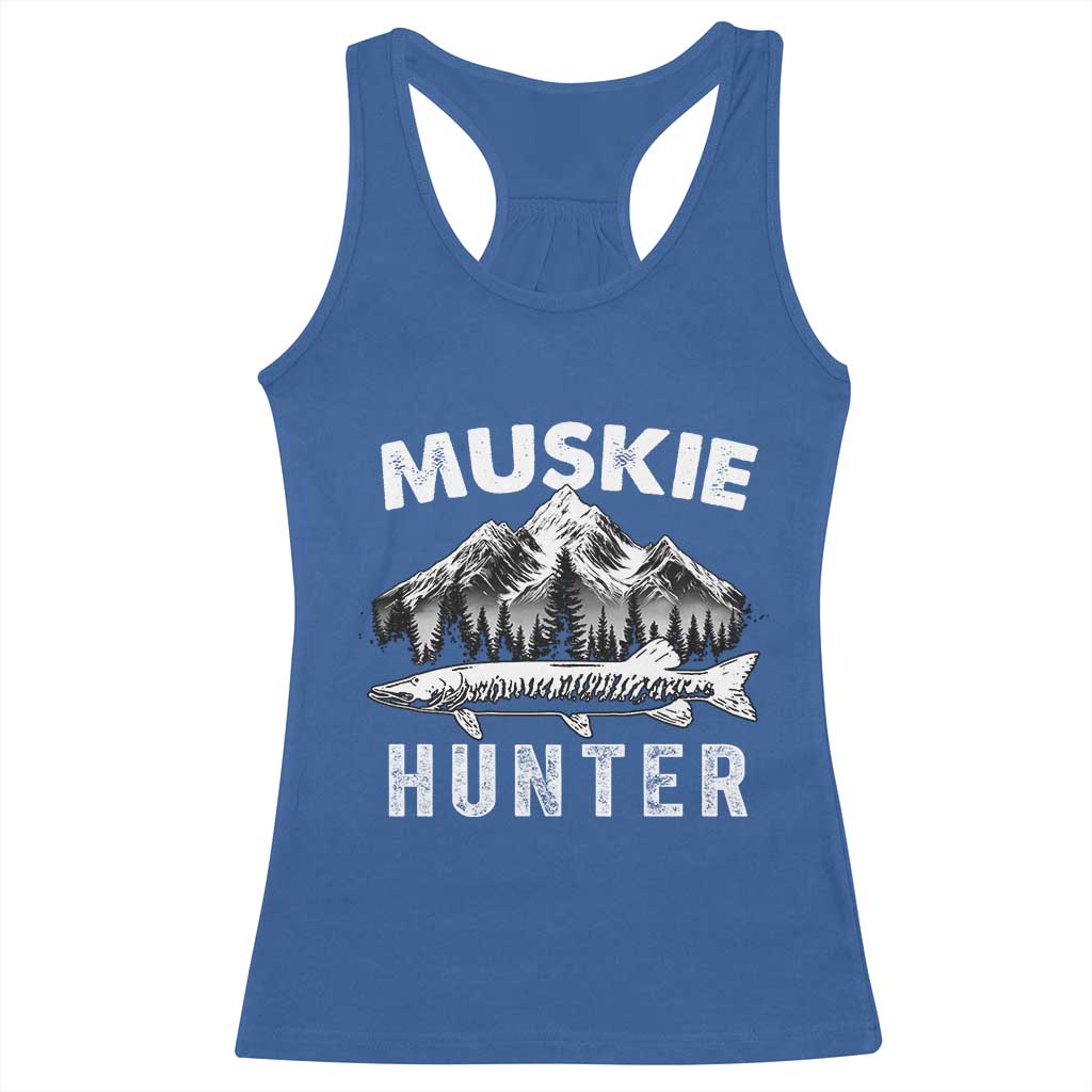 Musky Hunter Fishing Fisherman Racerback Tank Top TS09 Royal Blue Print Your Wear