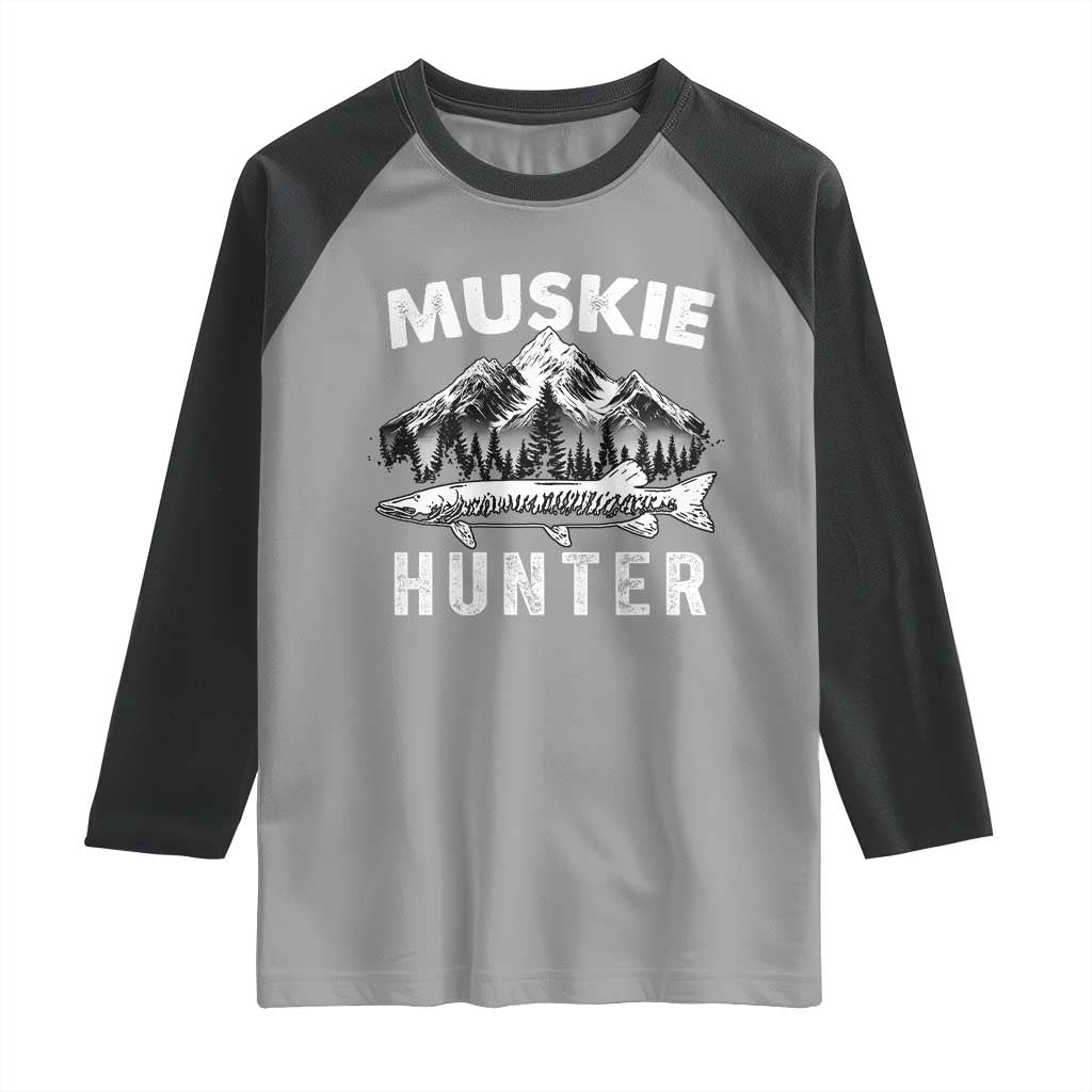 Musky Hunter Fishing Fisherman Raglan Shirt TS09 Sport Gray Black Print Your Wear