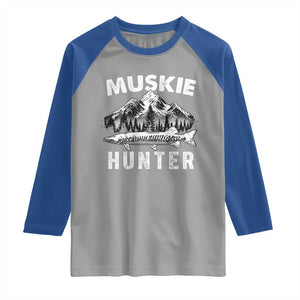 Musky Hunter Fishing Fisherman Raglan Shirt TS09 Sport Gray Royal Print Your Wear