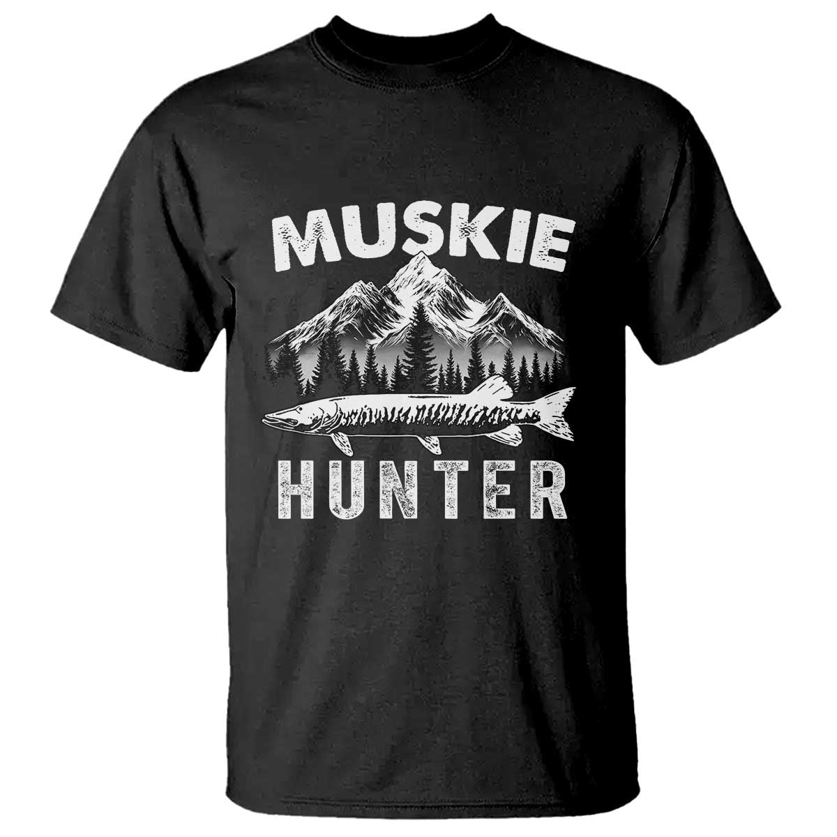 Musky Hunter Fishing Fisherman T Shirt TS09 Black Print Your Wear