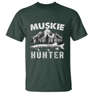 Musky Hunter Fishing Fisherman T Shirt TS09 Dark Forest Green Print Your Wear