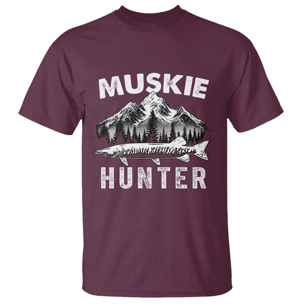 Musky Hunter Fishing Fisherman T Shirt TS09 Maroon Print Your Wear