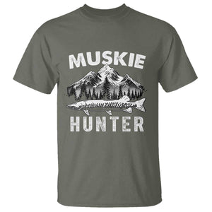 Musky Hunter Fishing Fisherman T Shirt TS09 Military Green Print Your Wear