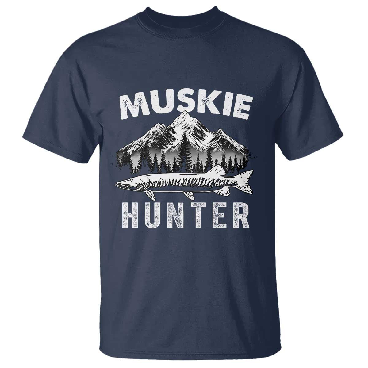 Musky Hunter Fishing Fisherman T Shirt TS09 Navy Print Your Wear