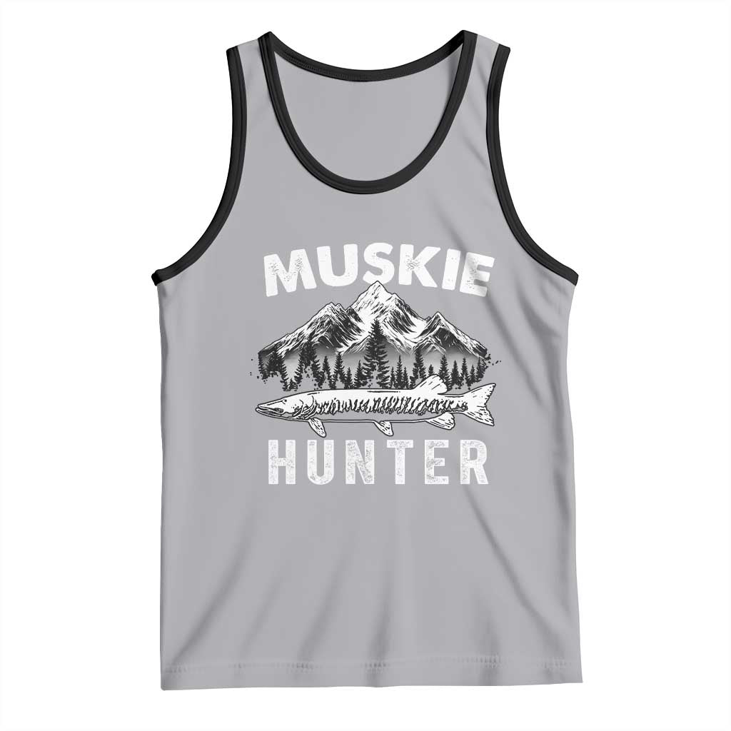 Musky Hunter Fishing Fisherman Tank Top TS09 Athletic Heather Black Print Your Wear