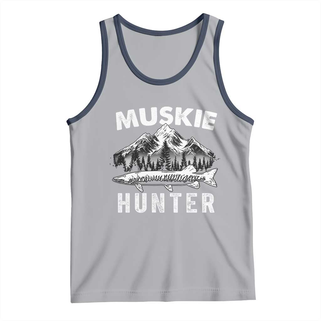 Musky Hunter Fishing Fisherman Tank Top TS09 Athletic Heather Navy Print Your Wear