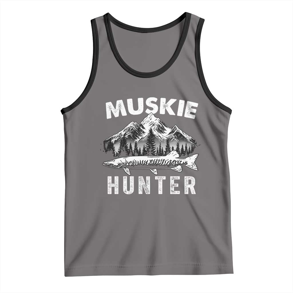 Musky Hunter Fishing Fisherman Tank Top TS09 Deep Heather Black Print Your Wear