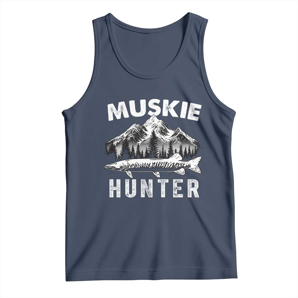 Musky Hunter Fishing Fisherman Tank Top TS09 Navy Print Your Wear