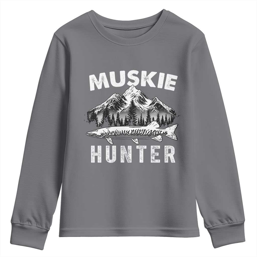 Musky Hunter Fishing Fisherman Youth Sweatshirt TS09 Charcoal Print Your Wear