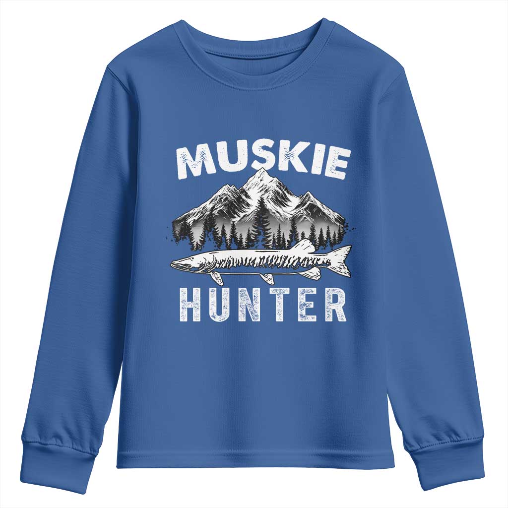 Musky Hunter Fishing Fisherman Youth Sweatshirt TS09 Royal Blue Print Your Wear