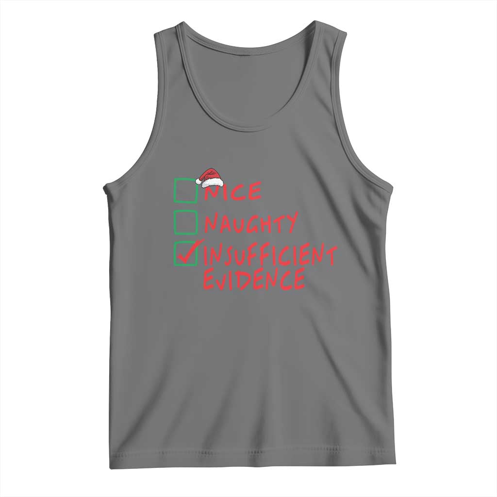 Funny Christmas Tank Top Nice Naughty Insufficient Evidence TS09 Black Heather Print Your Wear
