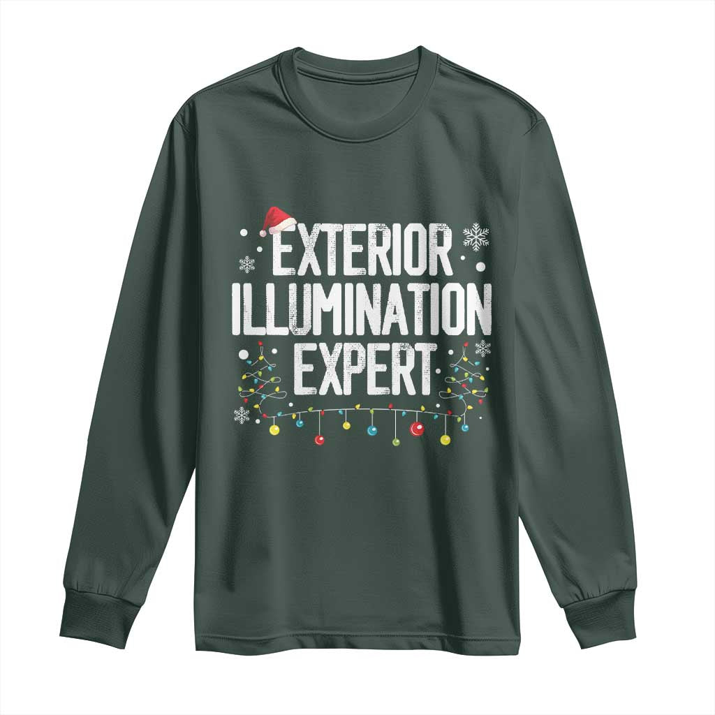 Funny Christmas Long Sleeve Shirt Exterior Illumination Expert Christmas Lights TS09 Dark Forest Green Print Your Wear