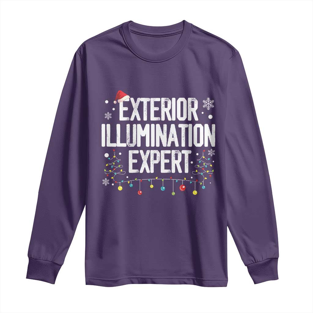 Funny Christmas Long Sleeve Shirt Exterior Illumination Expert Christmas Lights TS09 Purple Print Your Wear