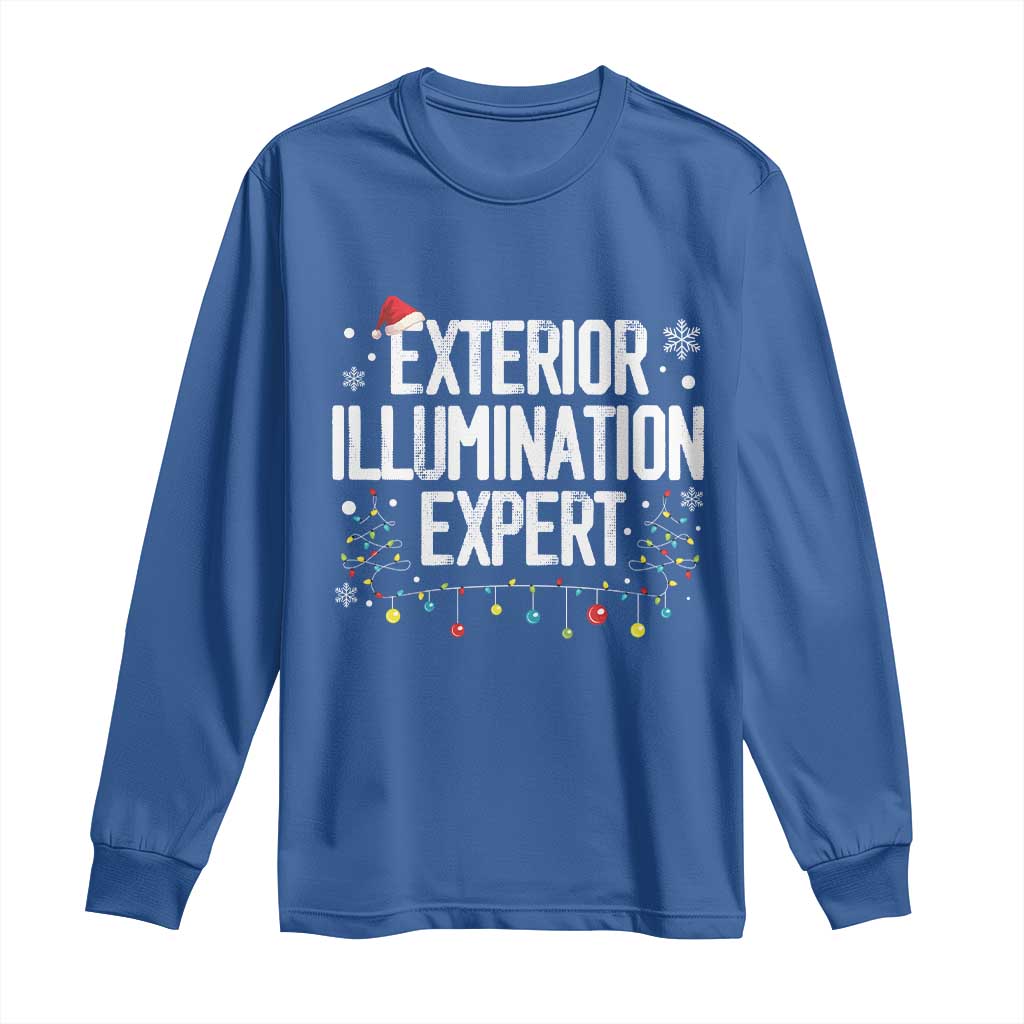 Funny Christmas Long Sleeve Shirt Exterior Illumination Expert Christmas Lights TS09 Royal Blue Print Your Wear