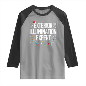 Funny Christmas Raglan Shirt Exterior Illumination Expert Christmas Lights TS09 Sport Gray Black Print Your Wear