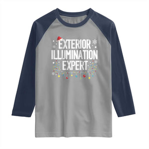 Funny Christmas Raglan Shirt Exterior Illumination Expert Christmas Lights TS09 Sport Gray Navy Print Your Wear