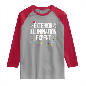 Funny Christmas Raglan Shirt Exterior Illumination Expert Christmas Lights TS09 Sport Gray Red Print Your Wear