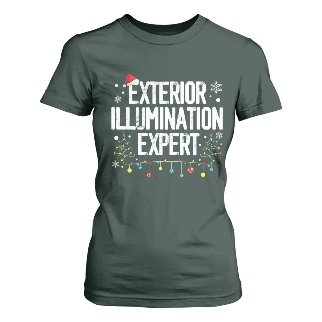 Funny Christmas T Shirt For Women Exterior Illumination Expert Christmas Lights TS09 Dark Forest Green Print Your Wear