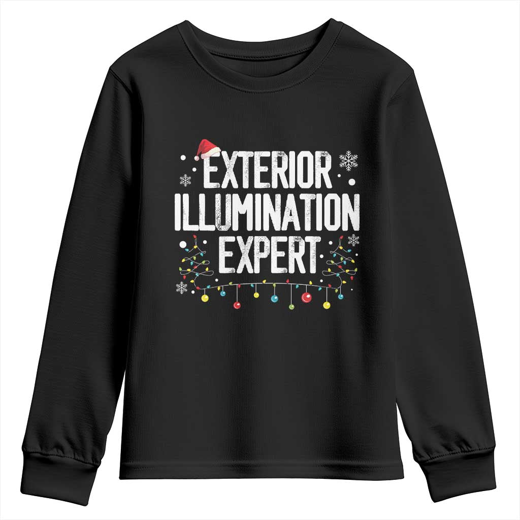 Funny Christmas Youth Sweatshirt Exterior Illumination Expert Christmas Lights TS09 Black Print Your Wear