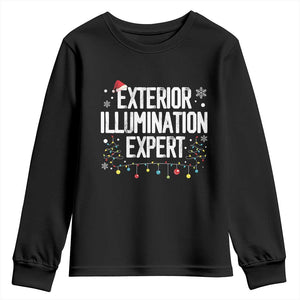 Funny Christmas Youth Sweatshirt Exterior Illumination Expert Christmas Lights TS09 Black Print Your Wear
